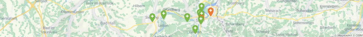 Kartenansicht für Apotheken-Notdienste in der Nähe von Wolfern (Steyr  (Land), Oberösterreich)